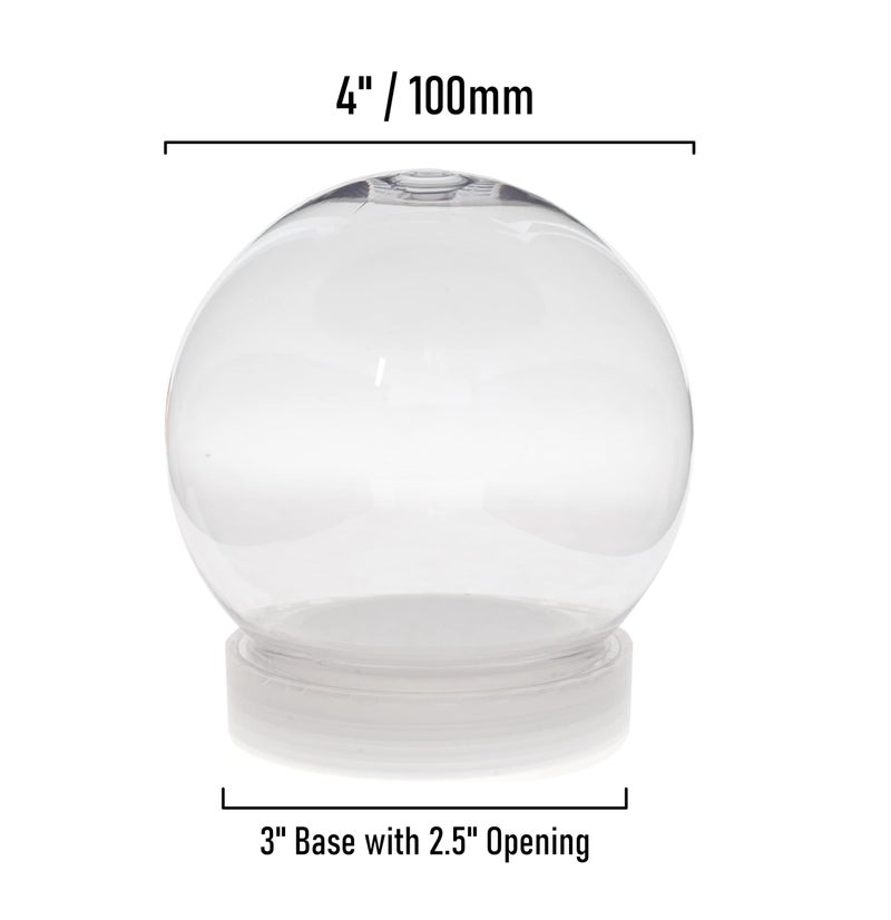 Creative Hobbies Pack of 6 (100mm) 4 Inch DIY Snow Globe Water Globe - Clear Plastic with Screw Off Cap | Perfect for DIY Crafts and Customization - Image 4